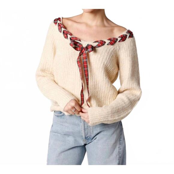 SO ME Sweaters - NEW SO ME holly jolly bow sweater - plus in light brown